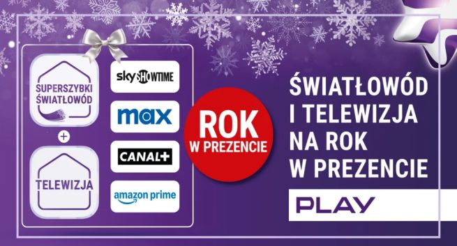 Światłowód i telewizja na rok w prezencie w świątecznej promocji Play