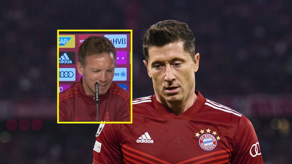 Zdjęcie okładkowe artykułu: Getty Images / Marcio Machado/Eurasia Sport Images / YouTube/ FC Bayern Matchday Center / Na zdjęciu: Robert Lewandowski, na małym zdjęciu: Julian Nagelsmann