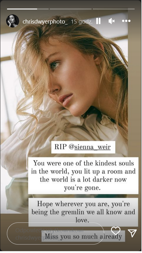 Fotograf zamieścił na swojej relacji bardzo osobiste pożegnanie