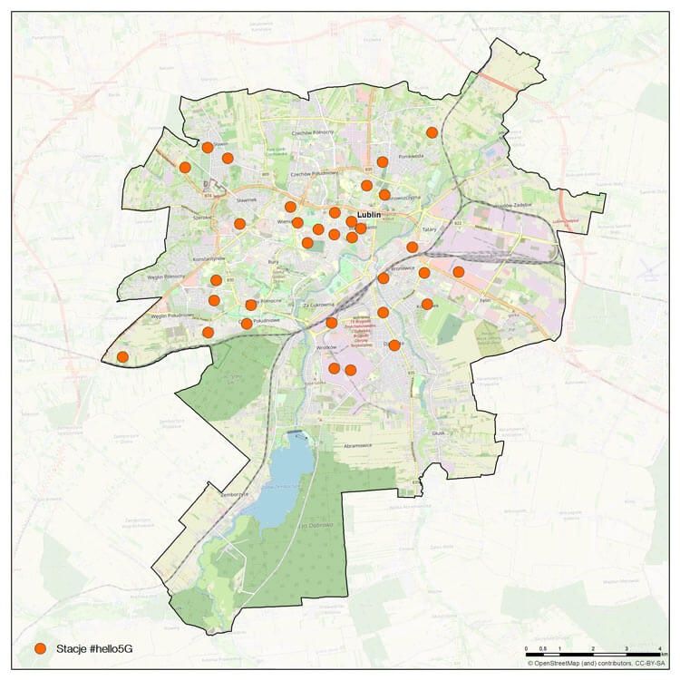 Mapa zasięgu 5G sieci Orange w Lublinie