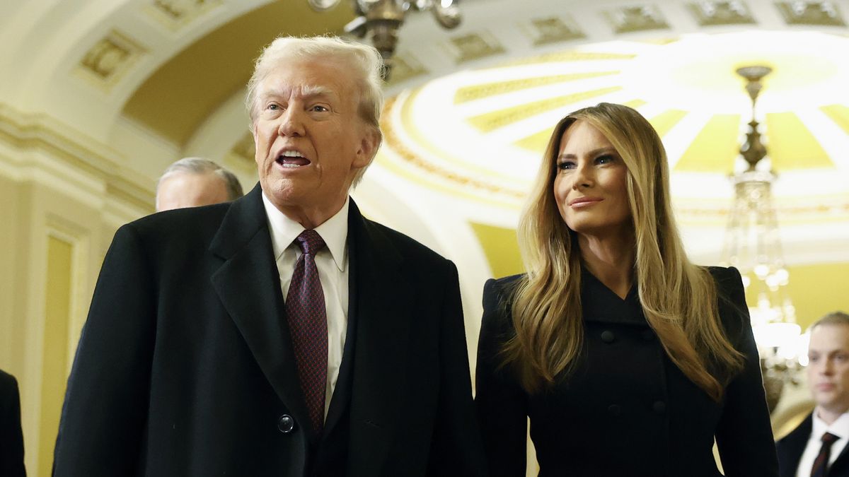 WASHINGTON, DC - JANUARY 08: U.S. President-elect Donald Trump and wife Melania Trump arrive at the U.S. Capitol on January 8, 2025 in Washington, DC. Trump is visiting Capitol Hill to pay his respects at the casket of late former U.S. President Jimmy Carter as he lies in state in the Capitol Rotunda and also to meet with Republican Senate members. (Photo by Anna Moneymaker/Getty Images)