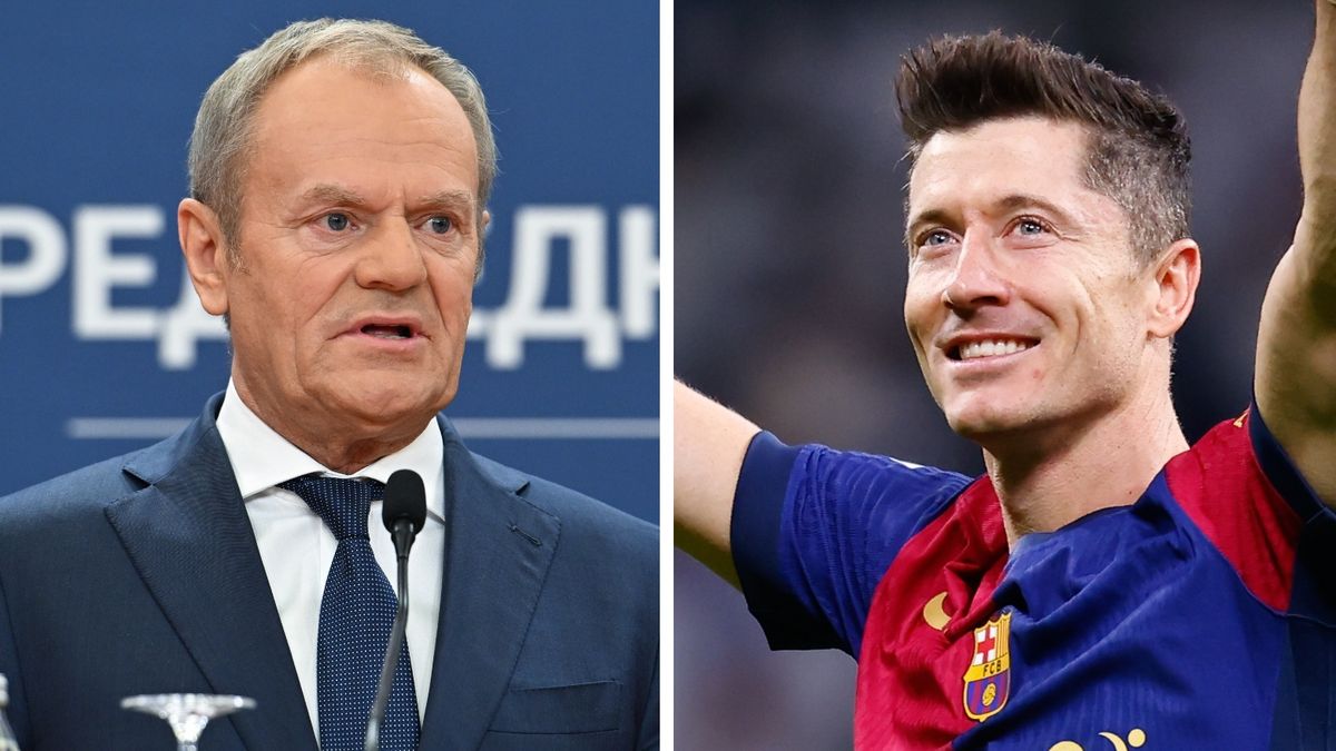 PAP / Radek Pietruszka / Na zdjęciu: Donald Tusk i Robert Lewandowski (fot. Getty Images/Dennis Agyeman/Europa Press)