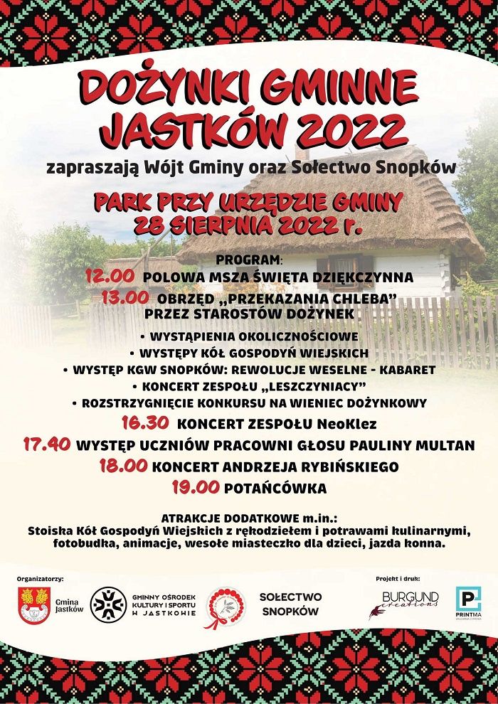 Dożynki Gminy Jastków 2022 – program