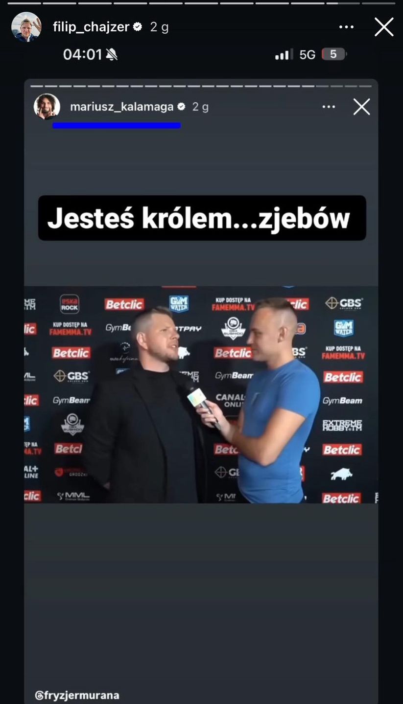 Okoliczności konfliktu Mariusza Kałamagi i Filipa Chajzera