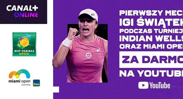 Canal+ Sport pokaże mecze Igi Świątek na YouTube