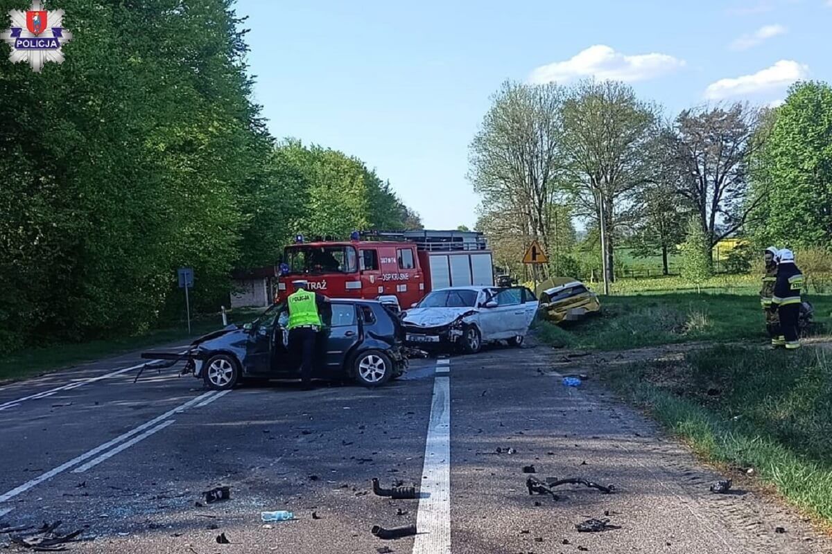 Zderzenie czterech aut pod Zamościem