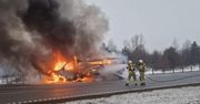 Bus spłonął na A1. Kierowca bezpieczny