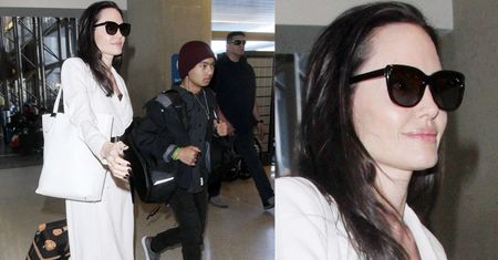 "Wychudzona" Angelina Jolie z dziećmi na lotnisku. "Dłonie jak u kościotrupa!" (ZDJĘCIA)