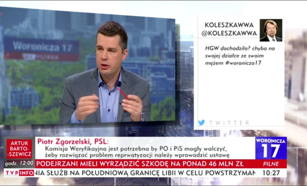 Gronkiewicz-Waltz "dochodziła". Wulgarny tweet o prezydent w TVP Info