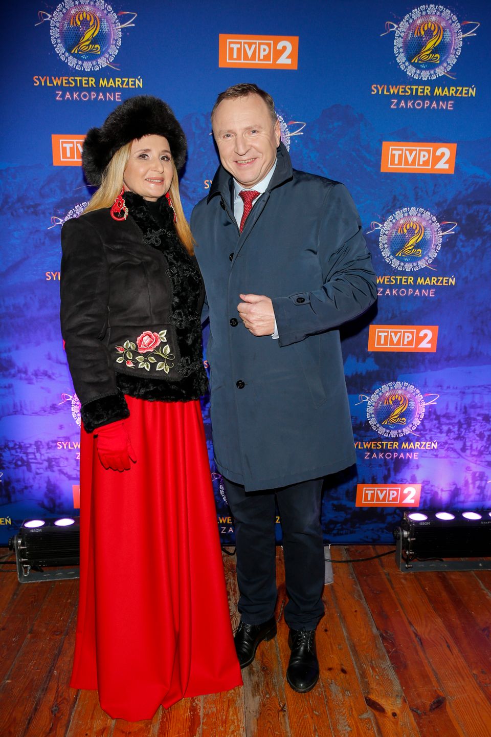 Jacek Kurski, Joanna Kurska - sylwester 2021 TVP
