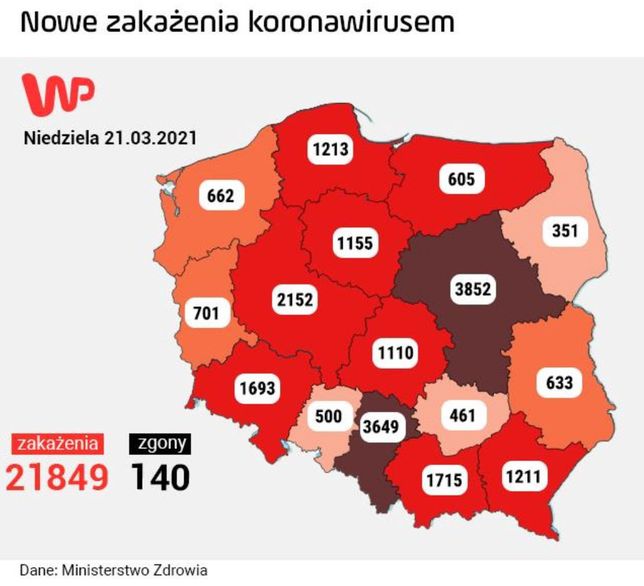 Nowe zakażenia koronawirusem