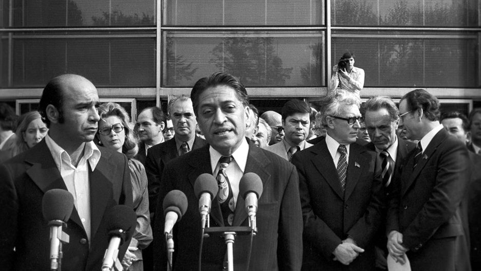Romesh Chandra, sekretarz generalny Światowej Rady Pokoju, przemawia na otwarciu Wystawy Osiągnięć Narodowej Gospodarki w Moskwie w 1977 r.