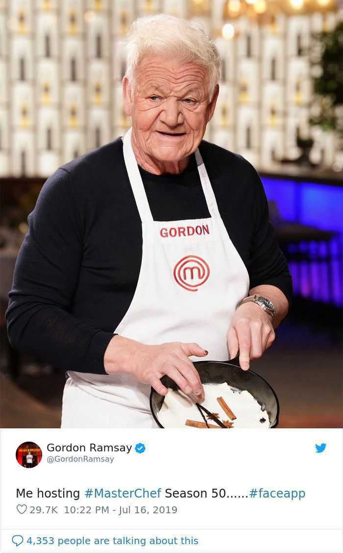 Gordon Ramsey - Aplikacja FaceApp - Instagram