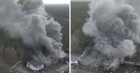 Ogromna hala w ogniu. Zaangażowano aż 12 zastępów straży