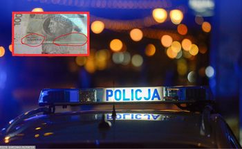 Oszustwo na stacji paliw. Na banknotach było to słowo