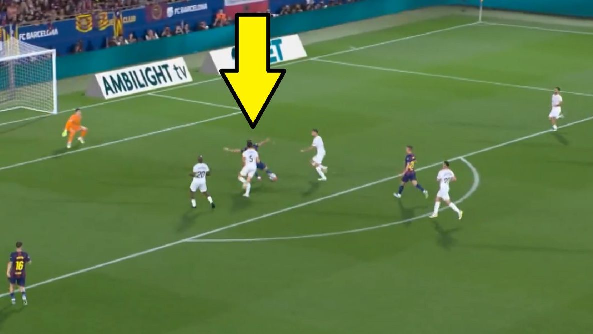 Twitter / Screen / Canal+Sport / Na zdjęciu: Robert Lewandowski strzelił pierwszego gola w tym sezonie