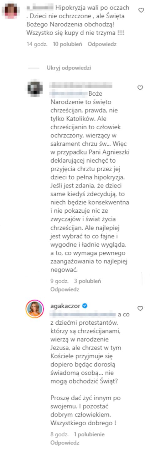 Agnieszka Kaczorowska wchodzi w dyskusję z "fankami"