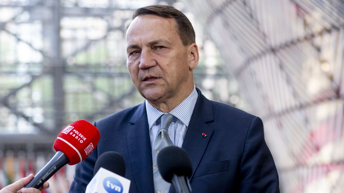 Radoslaw Sikorski, Deputy Prime Minister and Minister of Foreign Affairs of Poland, speaks to the media at the Foreign Affairs Council in Brussels, Belgium, on July 13, 2026. The council's agenda includes discussions on the conflict in Ukraine, with the Ukrainian Foreign Affairs Minister addressing ministers, the situation in the Middle East including Iran and Israel/Palestine, Black Sea strategy, EU-UN relations, humanitarian crises in Sudan, and the launch of new CSDP missions including EPF support for Moldova and a partnership mission in Armenia. The third EU-GCC High-Level Forum on regional security is also part of the agenda. (Photo by Daniel Gnap/NurPhoto via Getty Images)