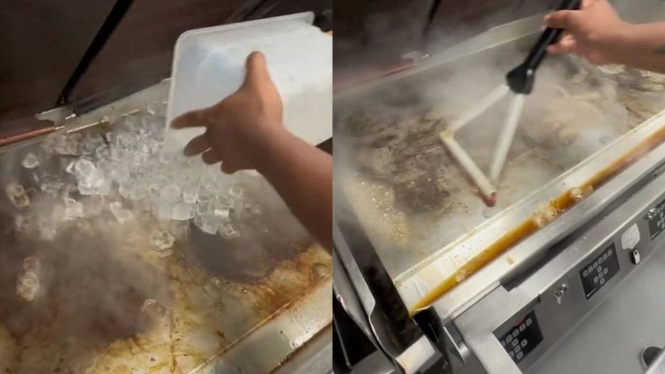 Pokazał, jak czyści się grille w lokalach fast food