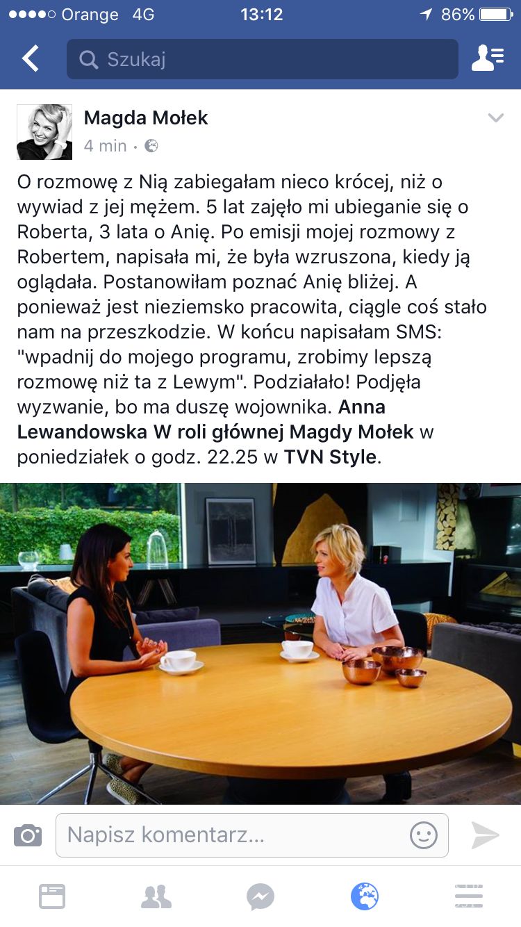 Magda Mołek wysłała smsa do Anny Lewandowskiej