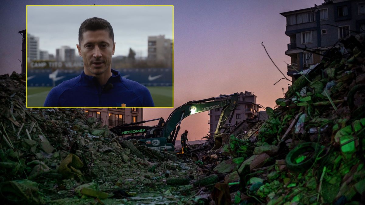 zniszczenia po trzęsieniu ziemi w Turcji / Robert Lewandowski