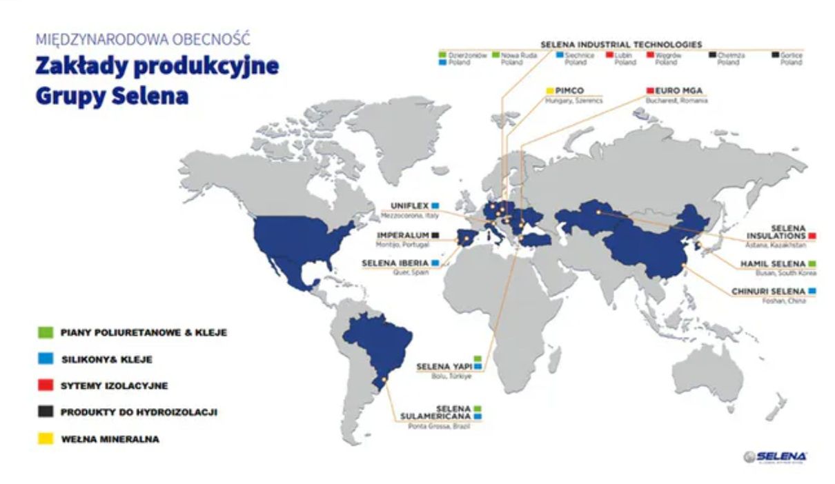 Międzynarodowa obecność grupy Selena 