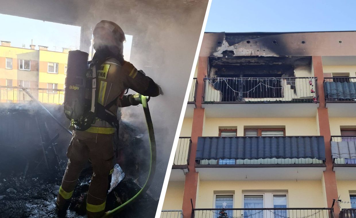 wiadomości,aktualności,WP Wiadomości Mężczyzna uciekał przez balkon. W mieszkaniu doszło do pożaru