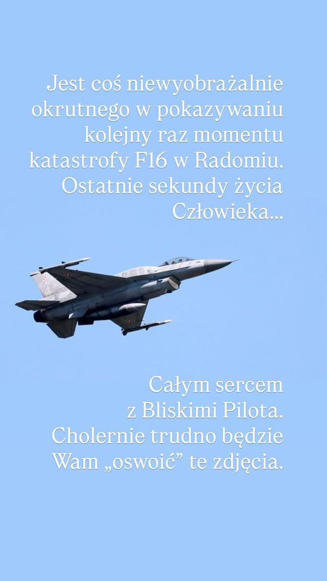 Wpis Joanny Racewicz po katastrofie F-16 w Radomiu