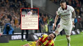 Piłkarz Widzewa przeprasza za obsceniczny gest. Klub opublikował oświadczenie