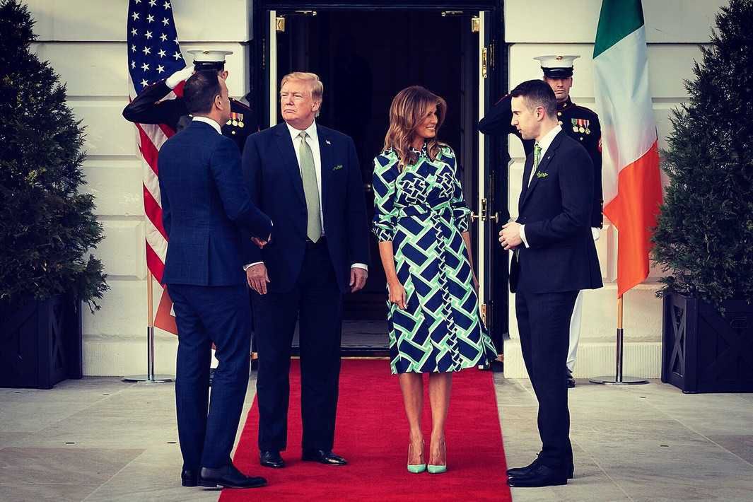 Melania Trump i Donald Trump na spotkaniu z premierem Irlandii