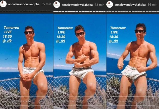 "Lewy" pręży muskuły przed treningiem z żoną (źródło: instagram.com/annalewandowskahpba)