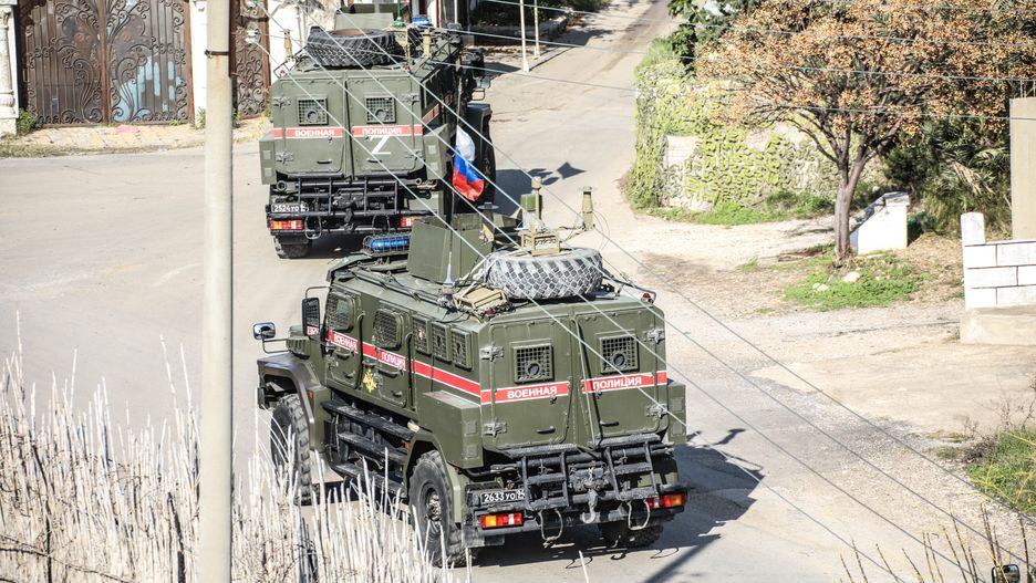 LATAKIA, SYRIA - DECEMBER 15: Military vehicles such as helicopters and planes along with surveillance balloons, belonging to the Russian troops, are seen entering the Russian Khmeimim Air Base in Jabla in Latakia, Syria on December 15, 2024. With the Baath regime's collapse, Russia continued to transfer its troops from Damascus, Homs and other cities across Syria to the base. (Photo by Izzettin Kasim/Anadolu via Getty Images)