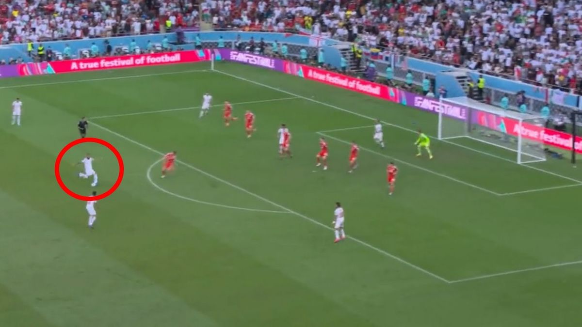 Twitter / TVP Sport / Na zdjęciu: gol na 1:0 w meczu Iran - Walia