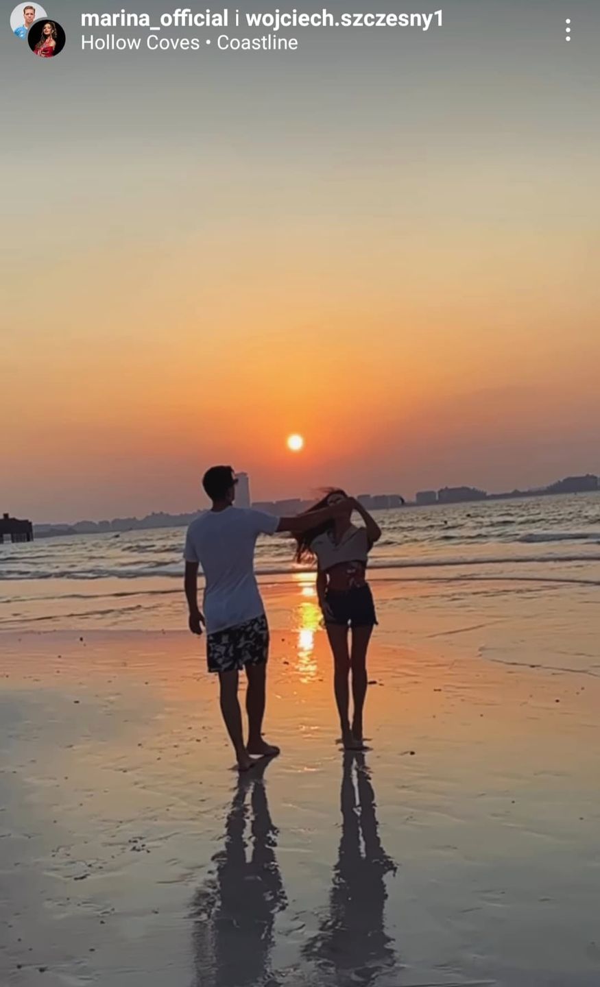 Marina i Wojtek Szczęsny na plaży