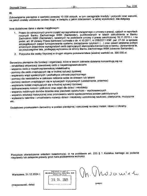 Oświadczenie majątkowe Mateusza Morawieckiego.