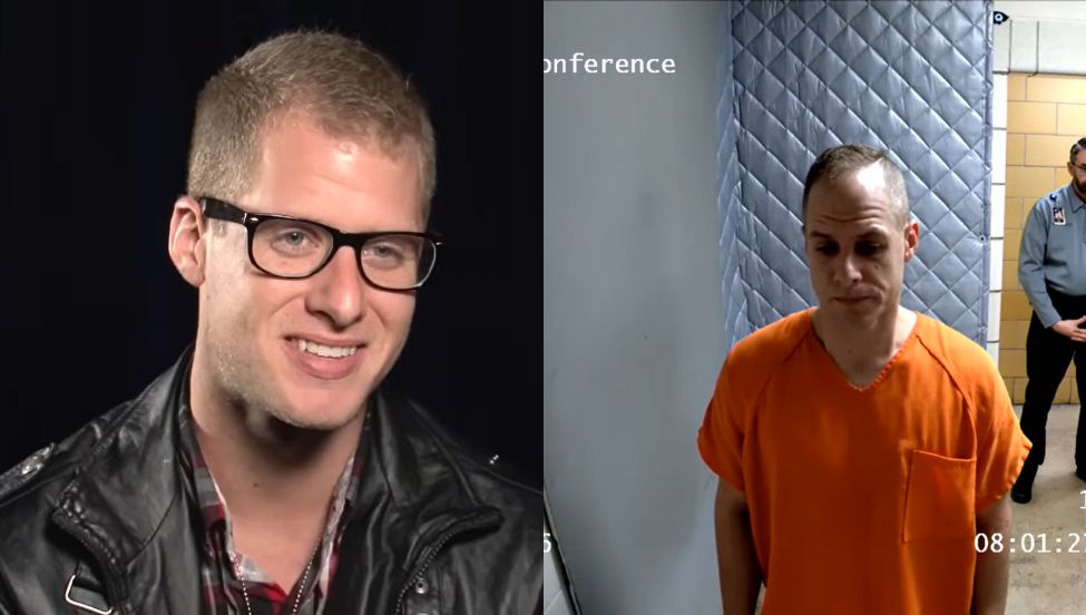 Caleb Fynn w "American Idol" (lewo) i w trakcie aresztowania