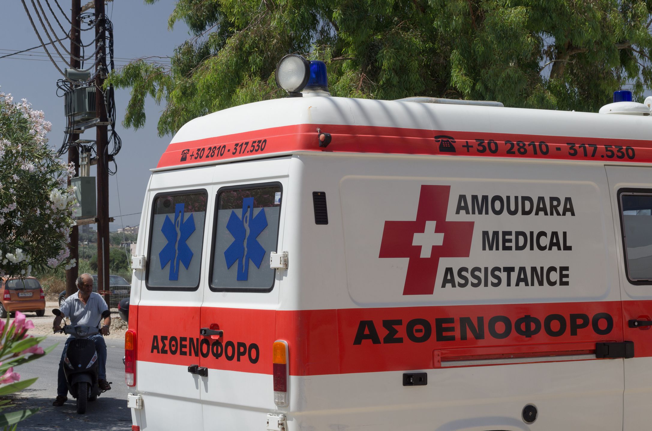 Parked ambulance with inscriptions in English and Greek
Crete, Amoudara, Greece - July 07, 2018: A parked ambulance with inscriptions in English and Greek and a Red Cross sign
DmitriiDivanov
emergency, greek, automobile, public, ambulance van, transport, editorial, fast, emblem, health care, medical, helper, help, ambulance service, healthcare, vehicle, urban, health