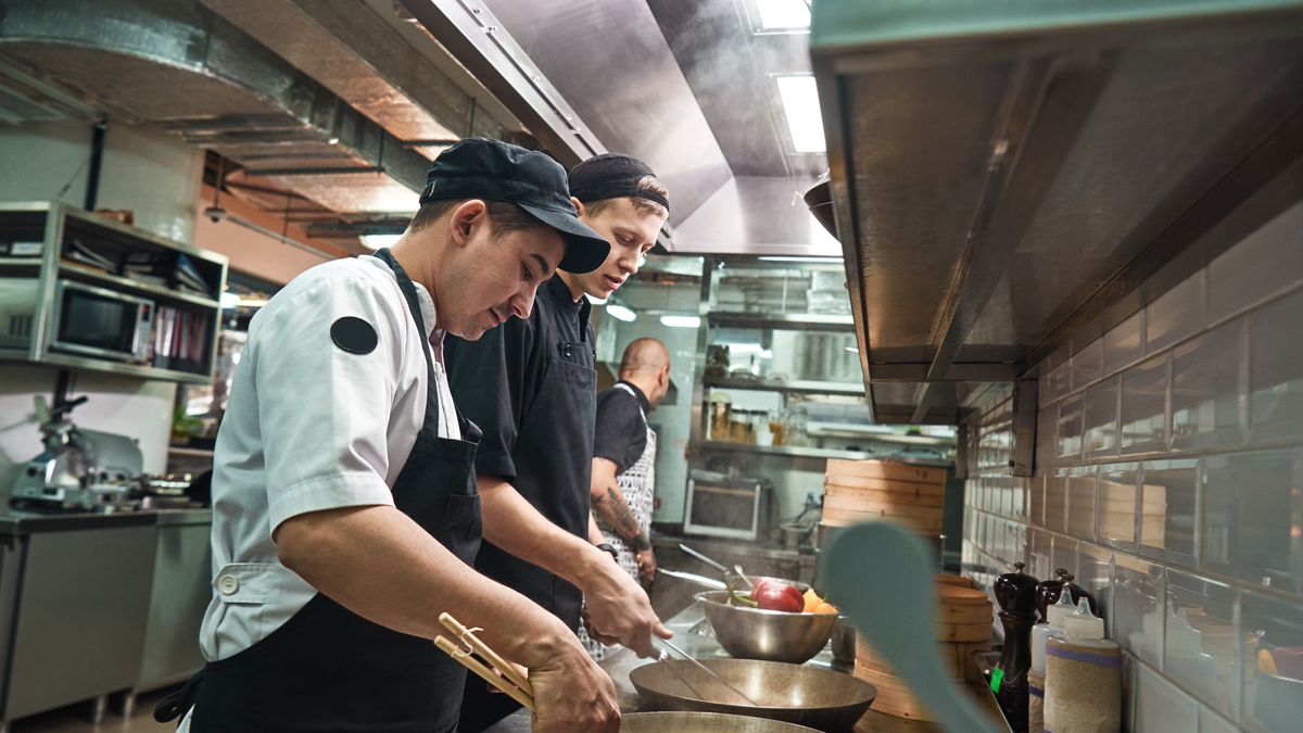 New skills. Two chef assistants cooking a new dish in a restaurant kitchen.
New skills. Two chef assistants cooking a new dish in a restaurant kitchen. Cooking School
new approach, assistant, chef, chief, class, composition, cook, cookery, cooking, cuisine, cutting, dish, filet, food, frying, gastronomy, gourmet, handsome, improving, indoor, industry, interior, job, kitchen, male, man, meat, men, pan, people, person, plate, preparation, preparing, profession, professional, restaurant, showing, staff, teaching, test, training, uniform, workshop, school, learning, fry