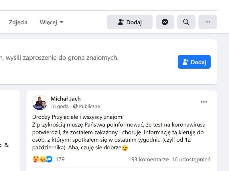 Wpis posła Michała Jacha z 19 października