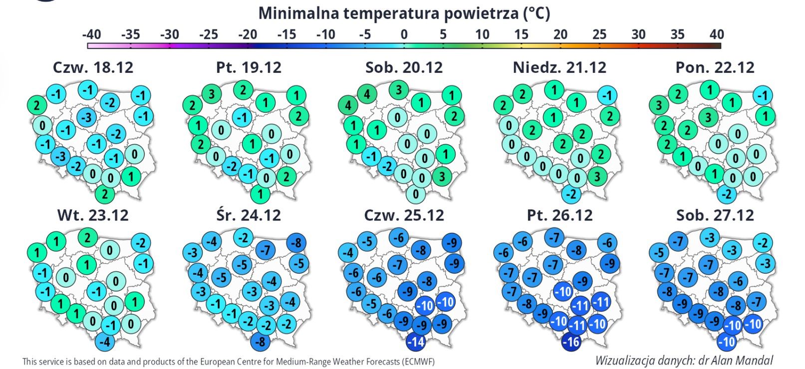 Prognozowana pogoda na 10 dni.