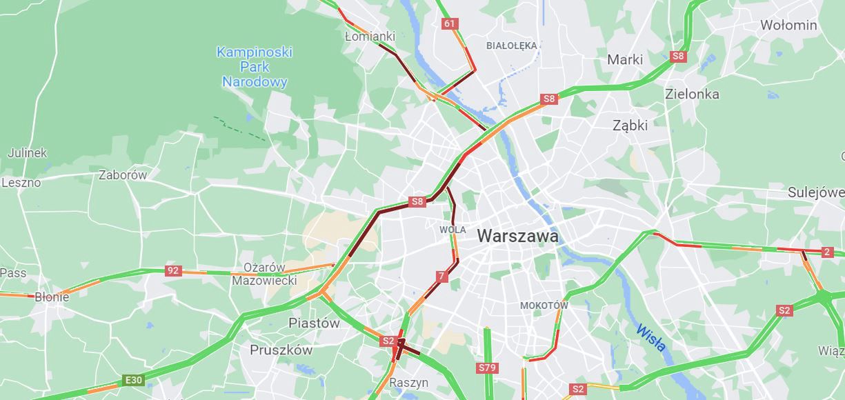 Karambol na trasie S8 w Warszawie. Powstał ogromny korek