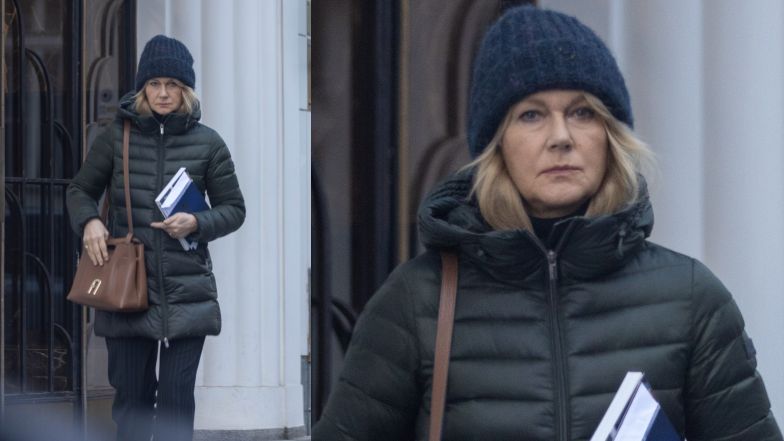 Posępna Grażyna Torbicka "przyłapana" przed starym mieszkaniem w Warszawie