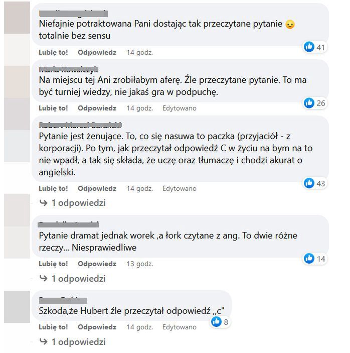 Komentarze na profilu "Milionerów"