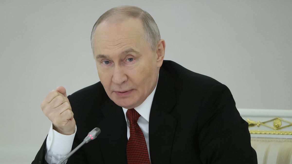 MOSCOW, RUSSIA - DECEMBER 25: Russian President Vladimir Putin gestures while speaking during the State Council Meeting at the Saint George's Hall of the Kremlin, on December 25, 2025 in Moscow, Russia. Putin gathered governors, cabinet members and parties leaders for the State Council meeting, the main topic of which was personnel training. (Photo by Contributor/Getty Images)