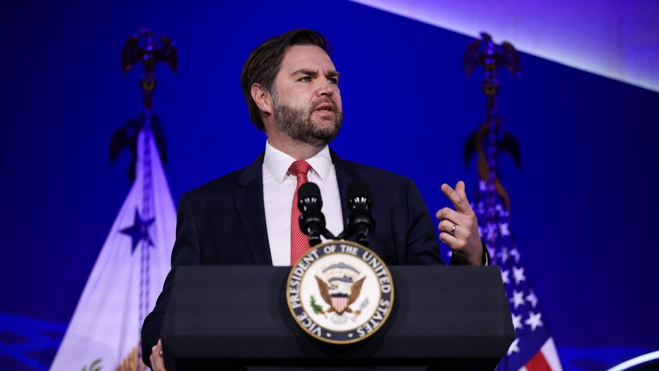 WASHINGTON, DC - MARCH 18: U.S Vice President JD Vance speaks during the 2025 American Dynamism Summit on March 18, 2025 in Washington, DC. The American Dynamism Summit brings together companies, executives, and government officials and is hosted by the venture capital firm Andreessen Horowitz (a16z). (Photo by Kayla Bartkowski/Getty Images)