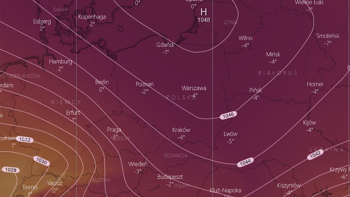 Nad Polską spotkają się dwa wyże baryczne. Ciśnienie sięgnie 1048 hPa