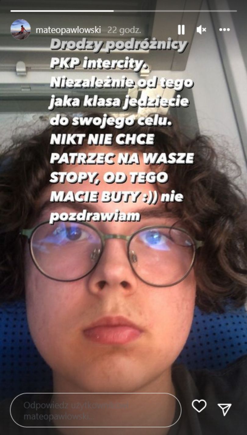 Mateusz Pawłowski narzeka na pasażerów PKP
