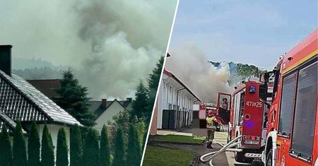 "Zostańcie w domach, zamknijcie okna". Potężny pożar w Pcimiu