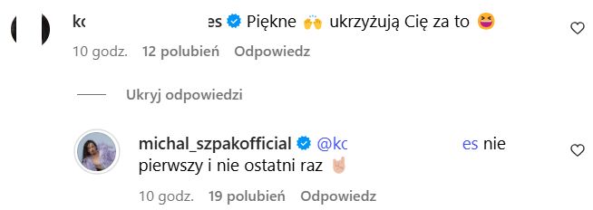 Komentarz Michała Szpaka na Instagramie