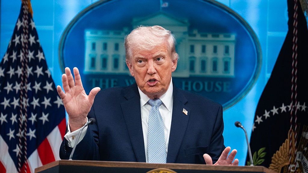 WH Briefing Iran 4/6/26
UNITED STATES - APRIL 6: President Donald Trump conducts a news conference in the White House briefing room about the war in Iran on Monday, April 6, 2026. (Tom Williams/CQ-Roll Call, Inc via Getty Images)
Tom Williams
donald trump, briefing, 119th congress, white house